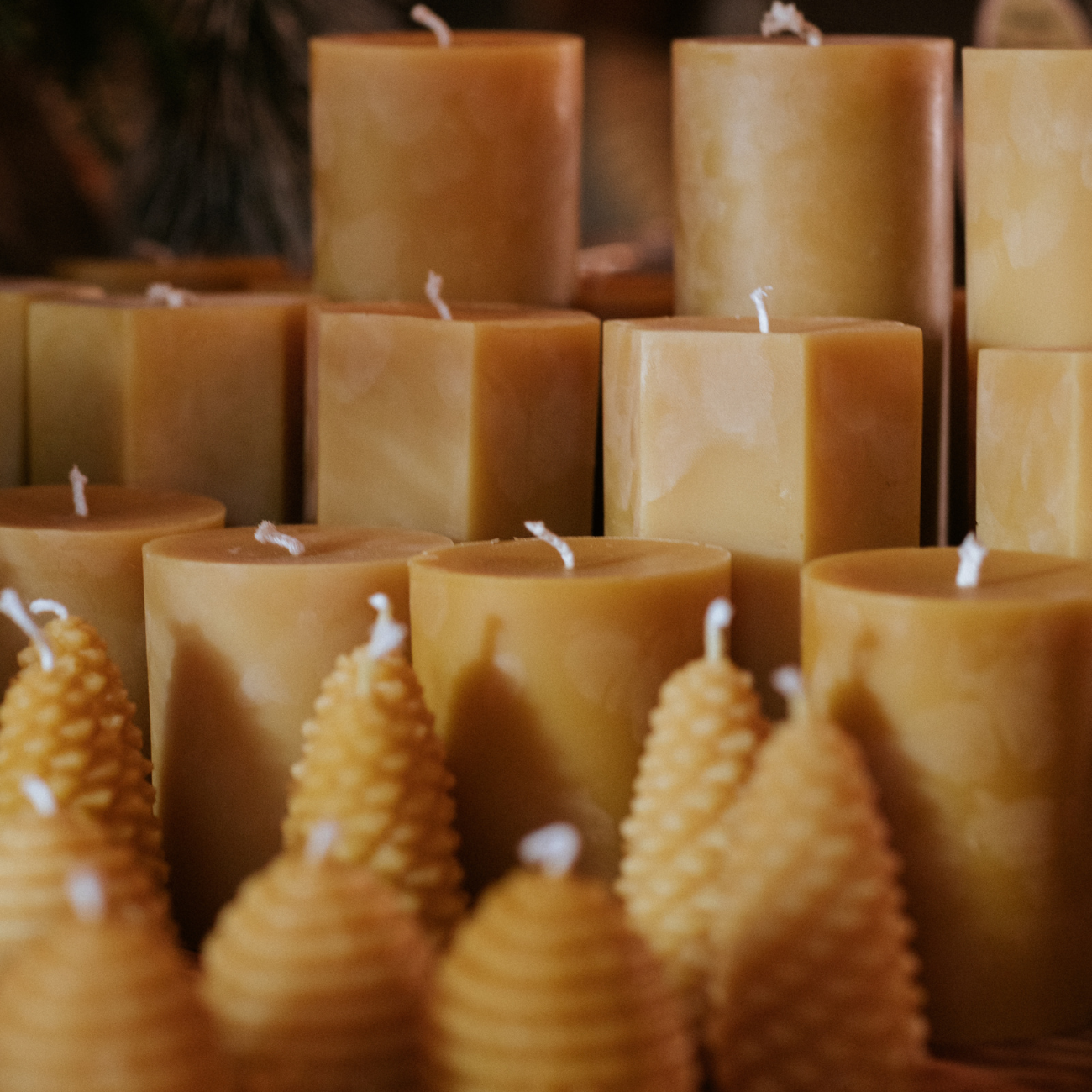 4 inch Beeswax Pillar Candle