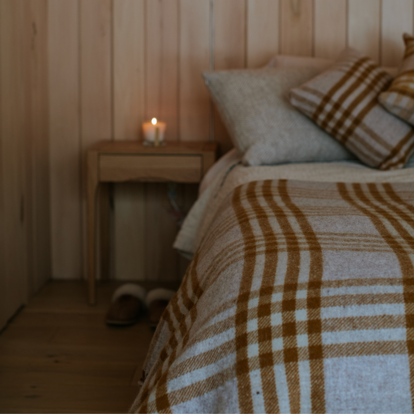 Mustard Check British Wool Cushion