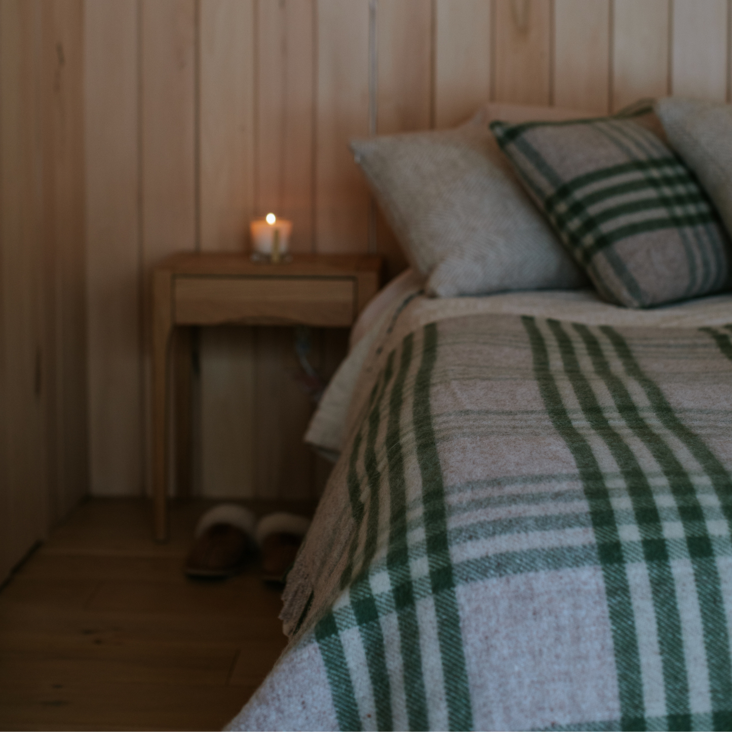 Blue Check British Wool Cushion