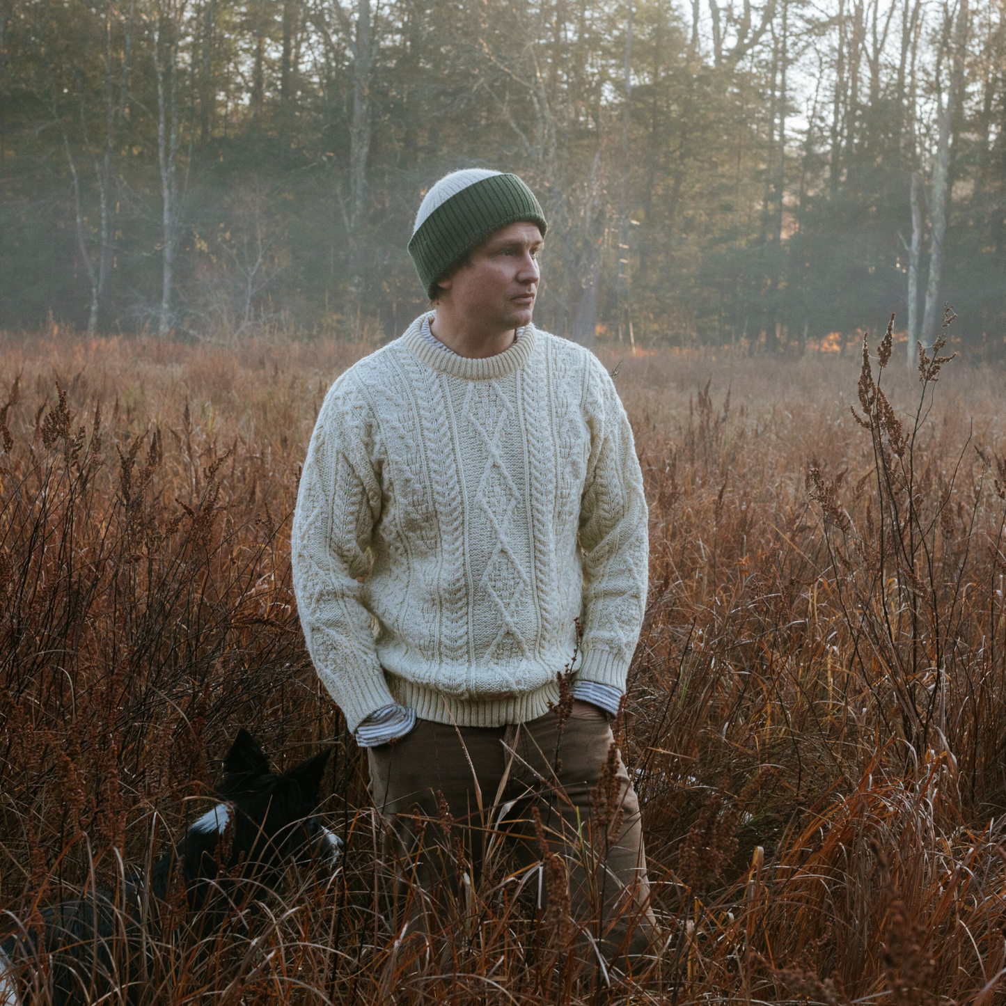 Homestedt British Wool Cable Knit Sweater - Green