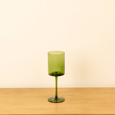 Hammered Wine Glass - Green