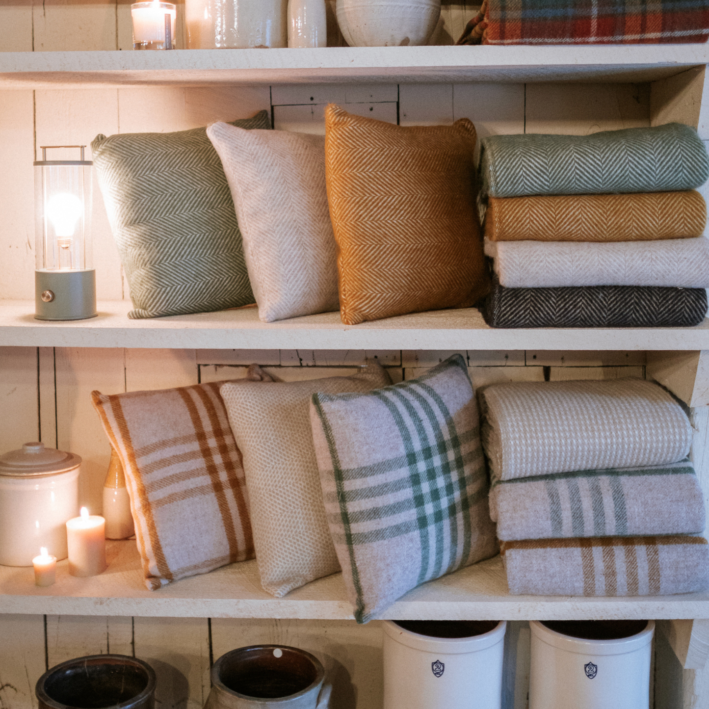 Blue Check British Wool Cushion