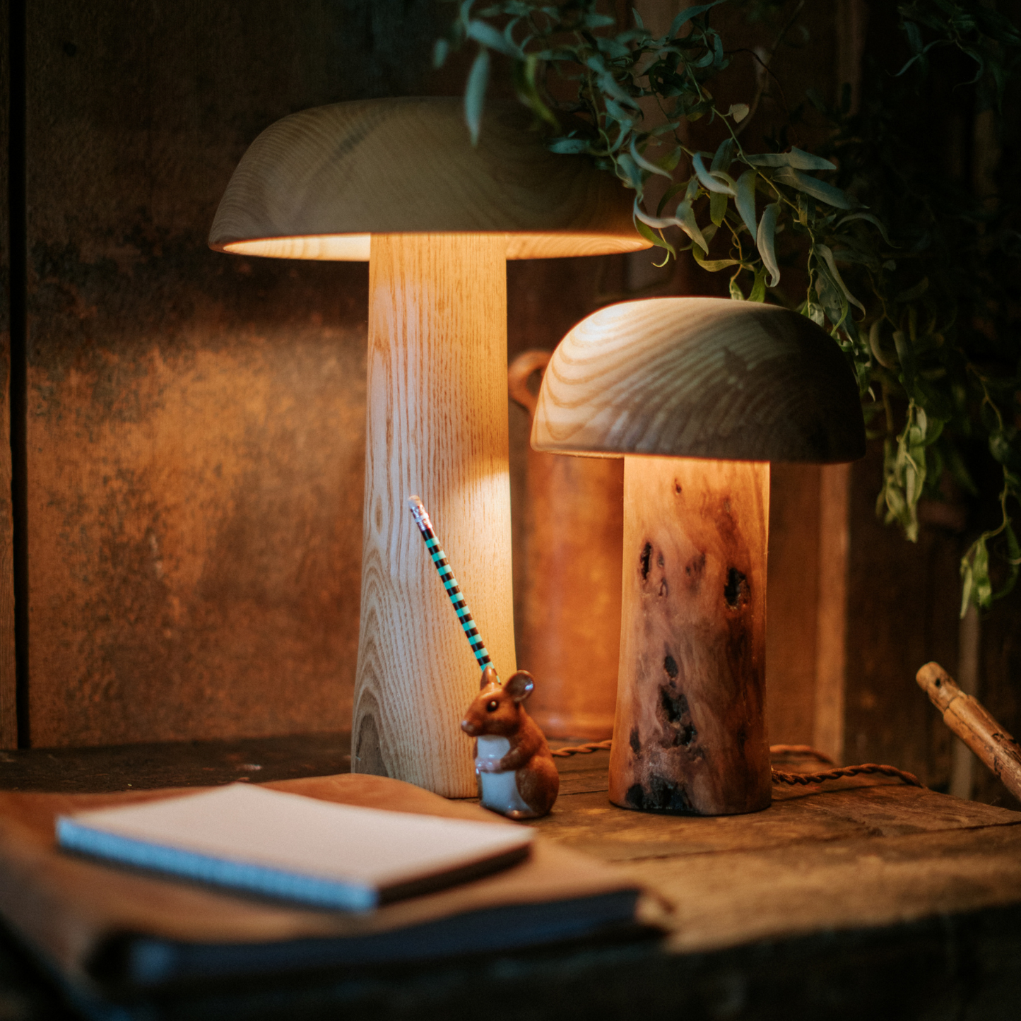 Wooden Mushroom Light