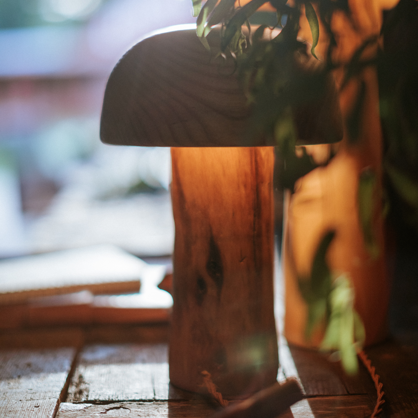 Wooden Mushroom Light