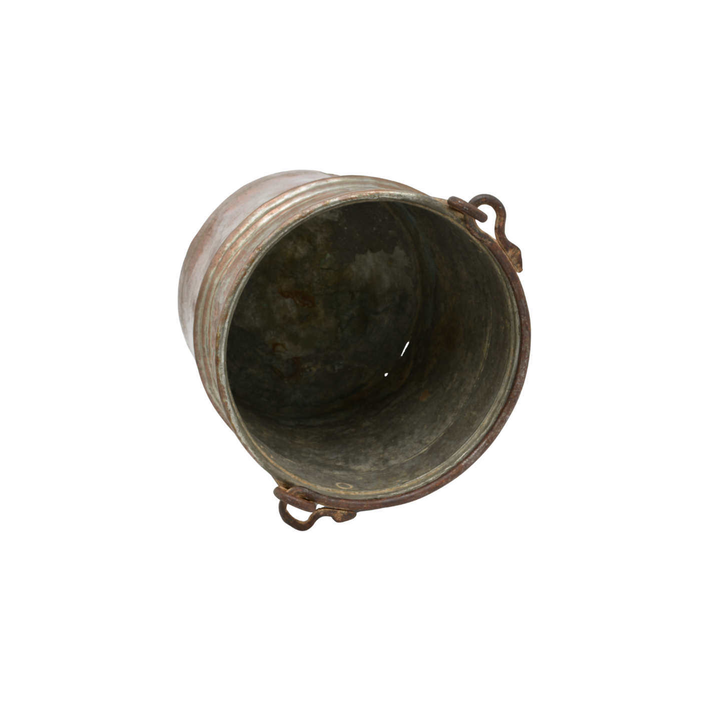 Hammered Copper Bucket with Forged Iron Handle | Antique