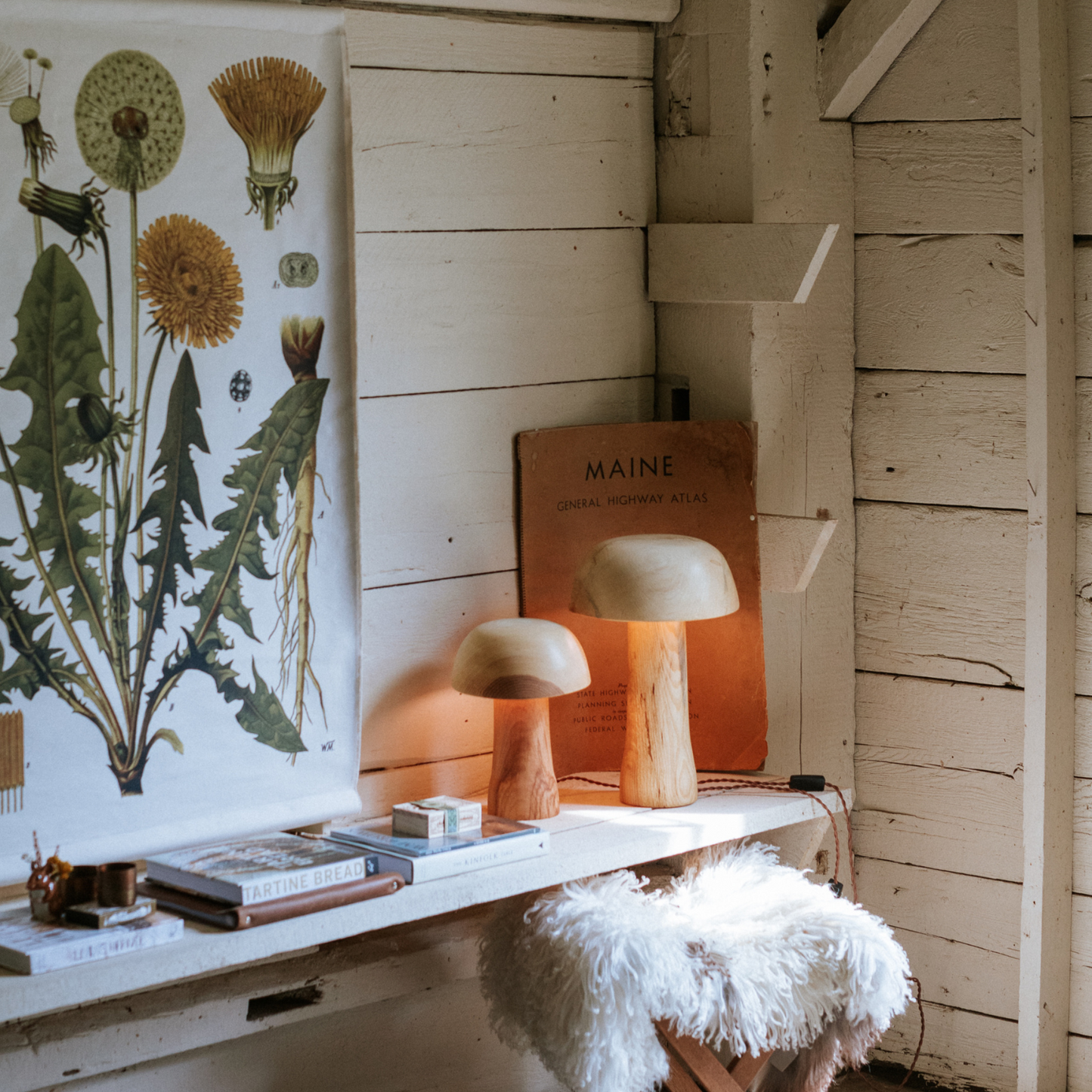 Wooden Mushroom Light