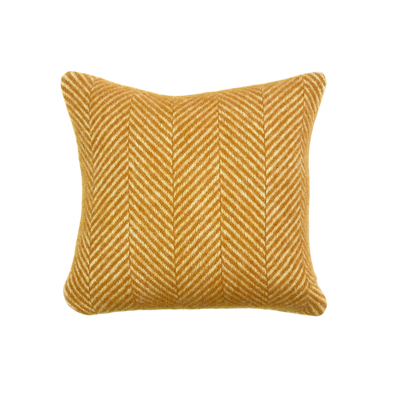 English Mustard Fishbone British Wool Cushion