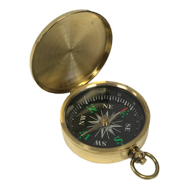 1-3/4" Flip-Top Solid Polished Brass Pocket Compass