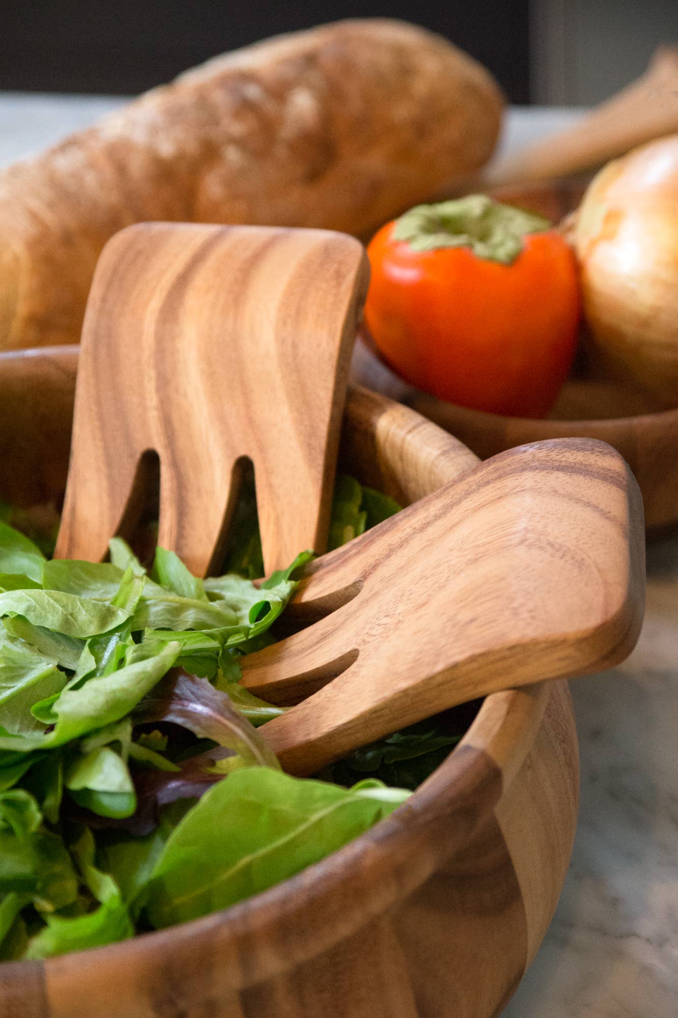 Bear Claw Salad Server Set, Acacia Wood, 2-Piece