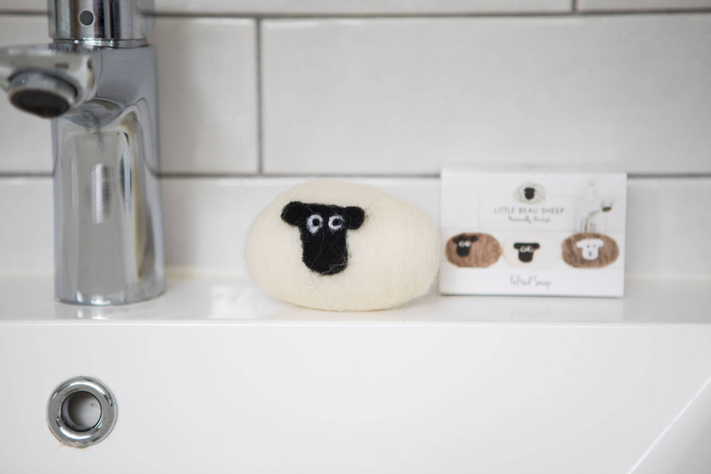Little Beau Sheep White Suffolk Sheep Felted Soap