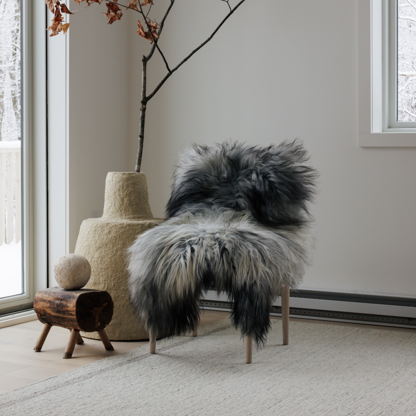 Icelandic Natural Grey Long Haired Sheepskin