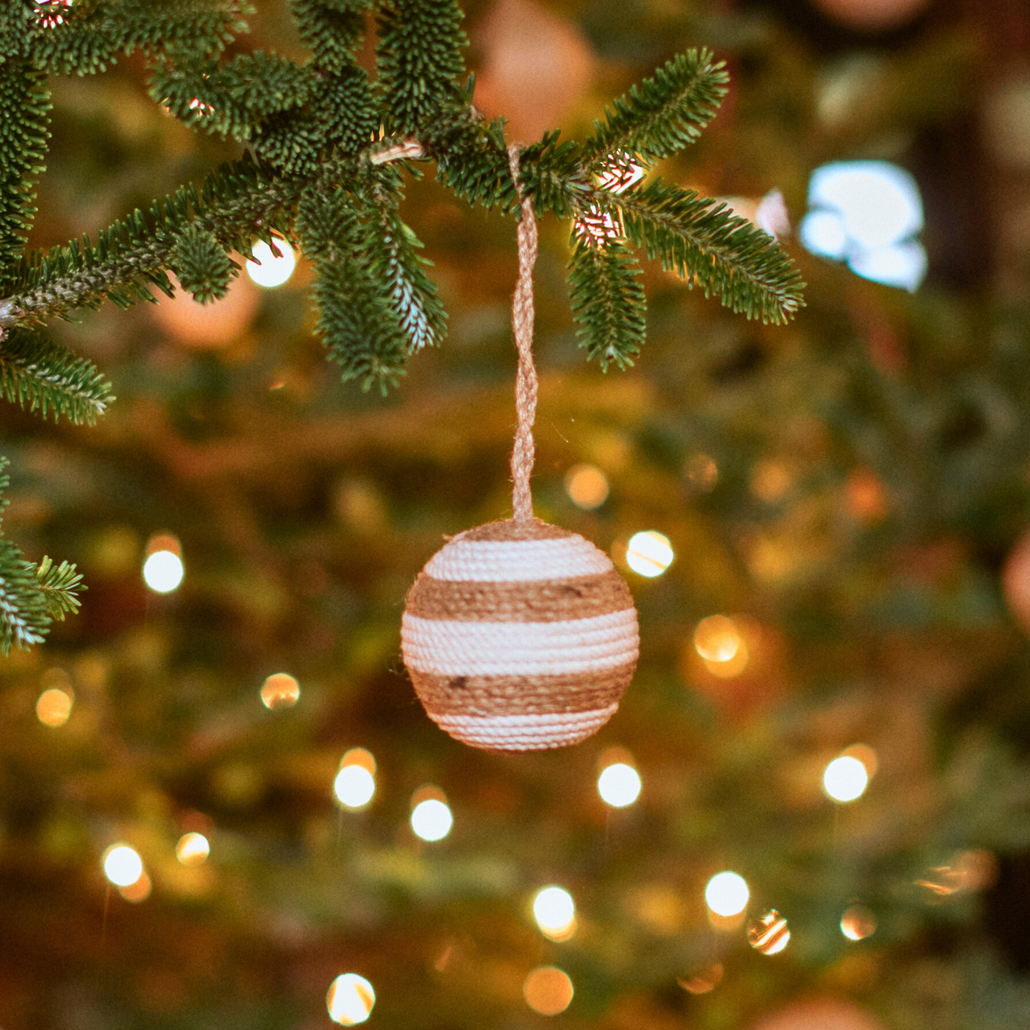 Malmo Scandi Jute & Cotton Bauble Ball Ornament