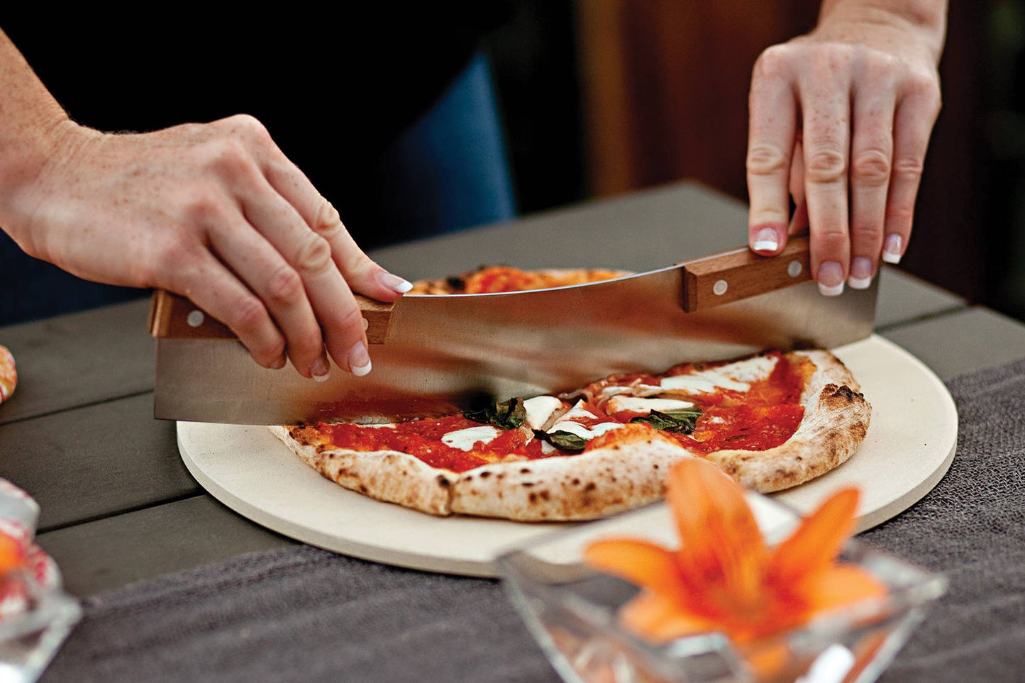 Acacia Pizza Cutter, Stainless Steel, 13" Blade
