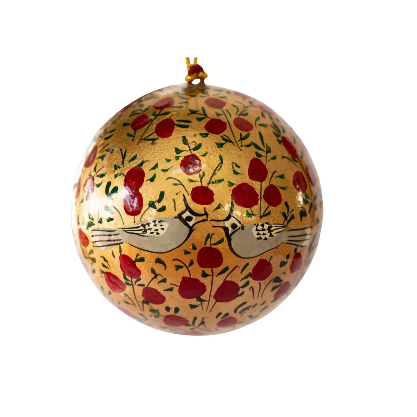 3" Gold & Red Bird Hanging Christmas Tree Bauble Ornament