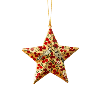 Red and Gold Bird Hanging Star Ornament