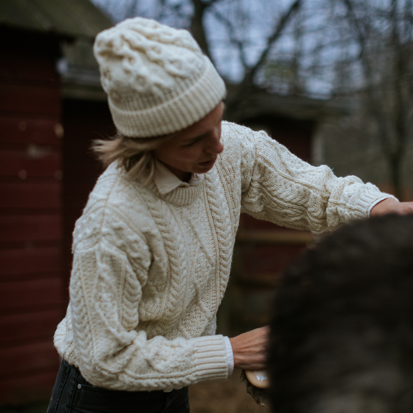 Homestedt British Wool Cable Knit Sweater - Green