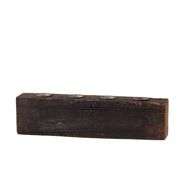 Vintage Wood Block Four Candle Holder