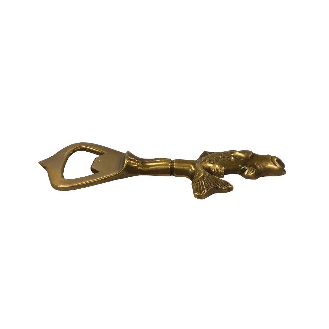 4-1/4" Antiqued Brass Fish Bottle Opener