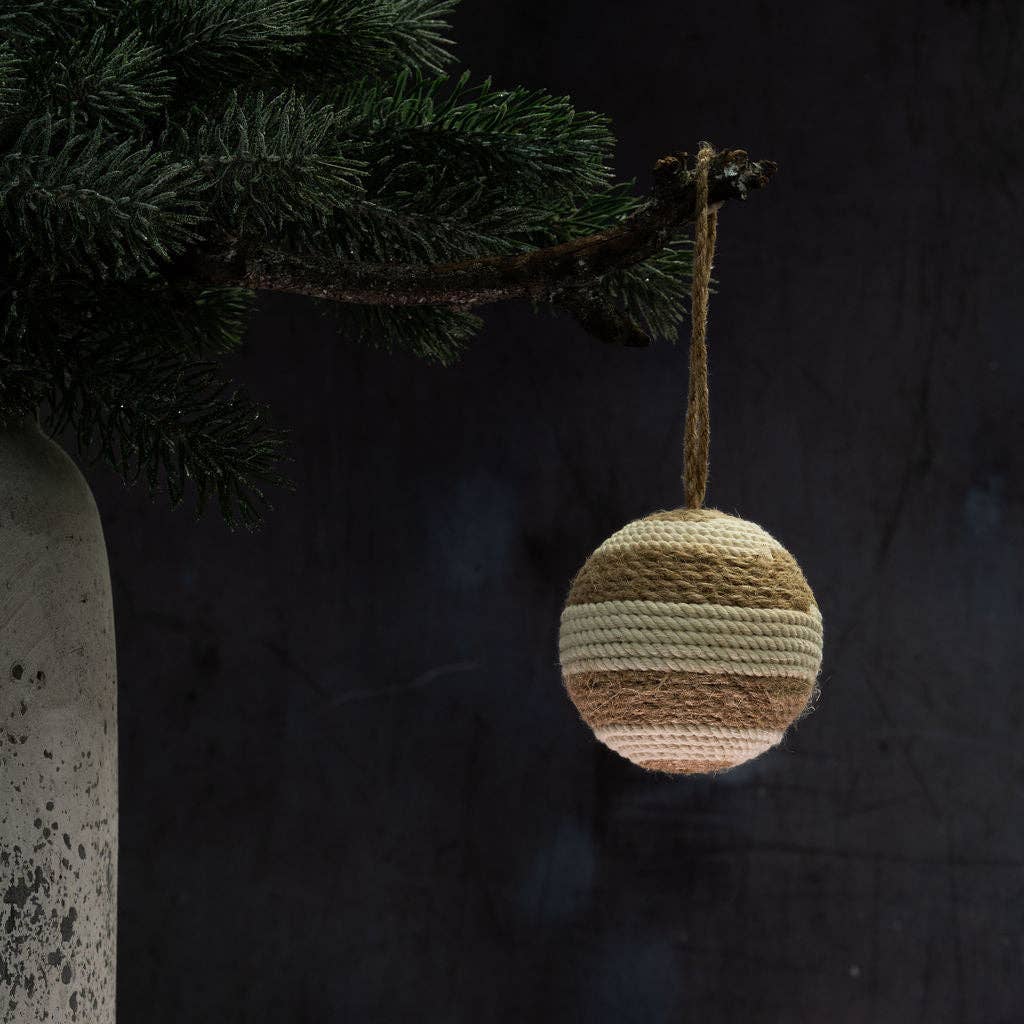 Malmo Scandi Jute & Cotton Bauble Ball Ornament