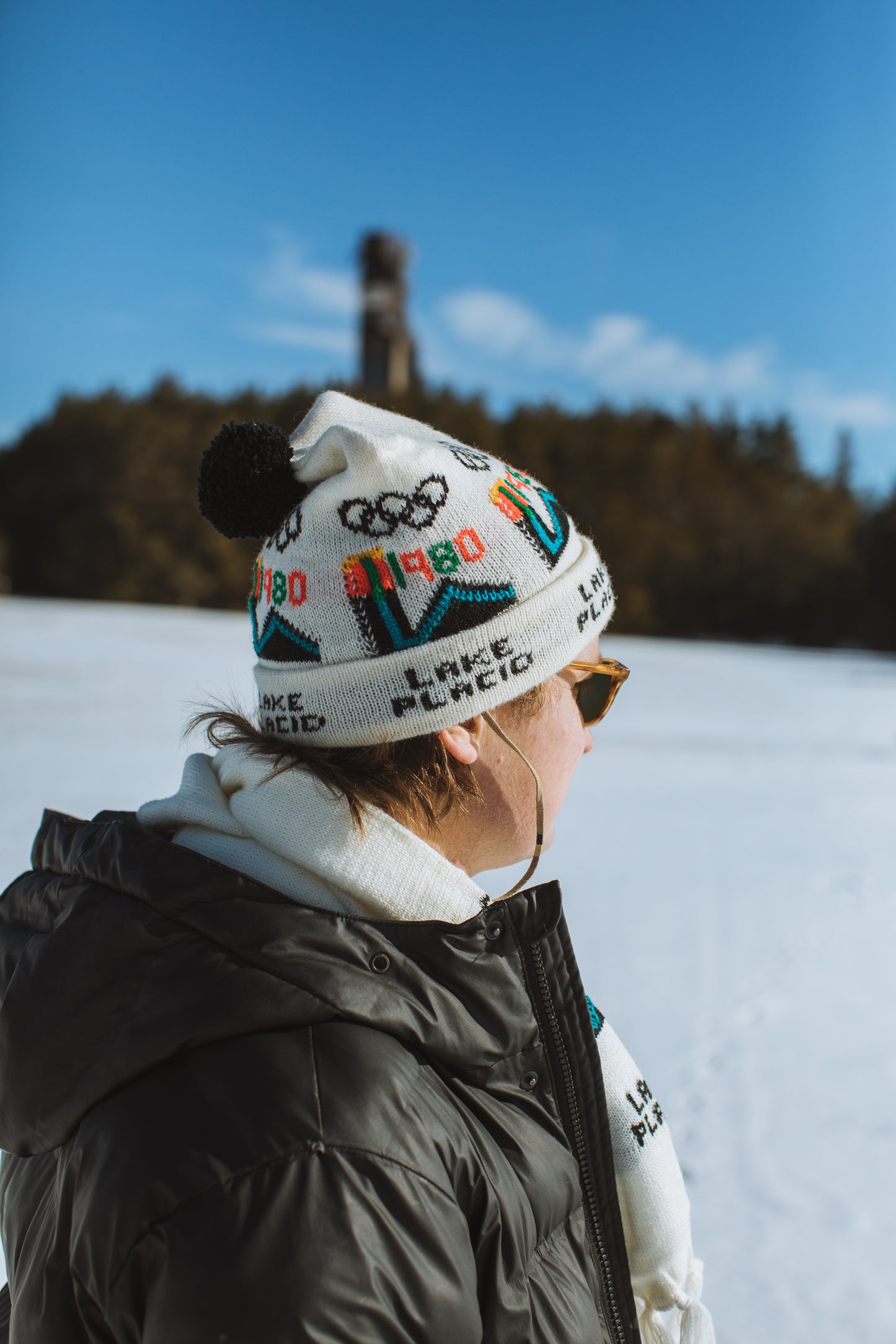 Original 1980 Lake Placid Winter Olympics Beanie and Scarf Set
