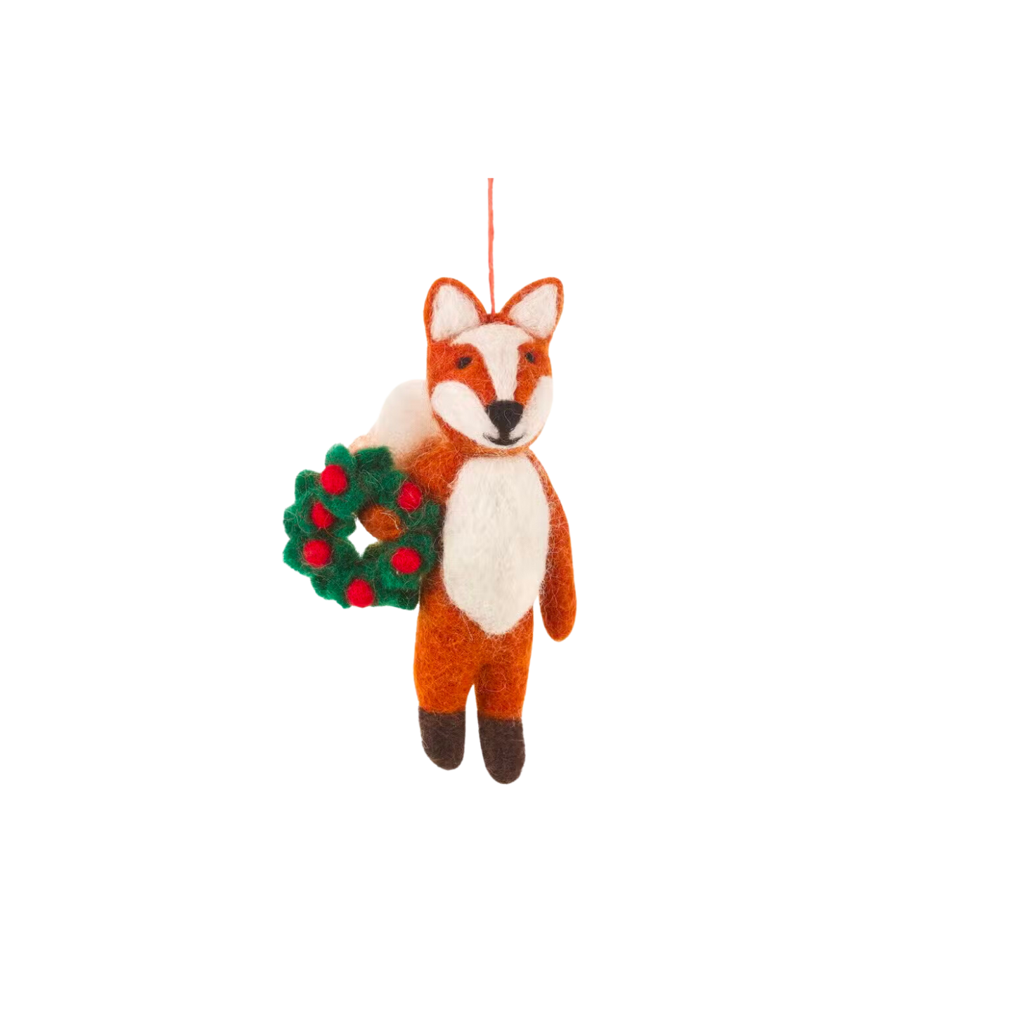 Felt Tree Decoration - Fox with Wreath