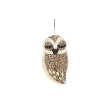 Felt Tree Decoration - Grey Owl