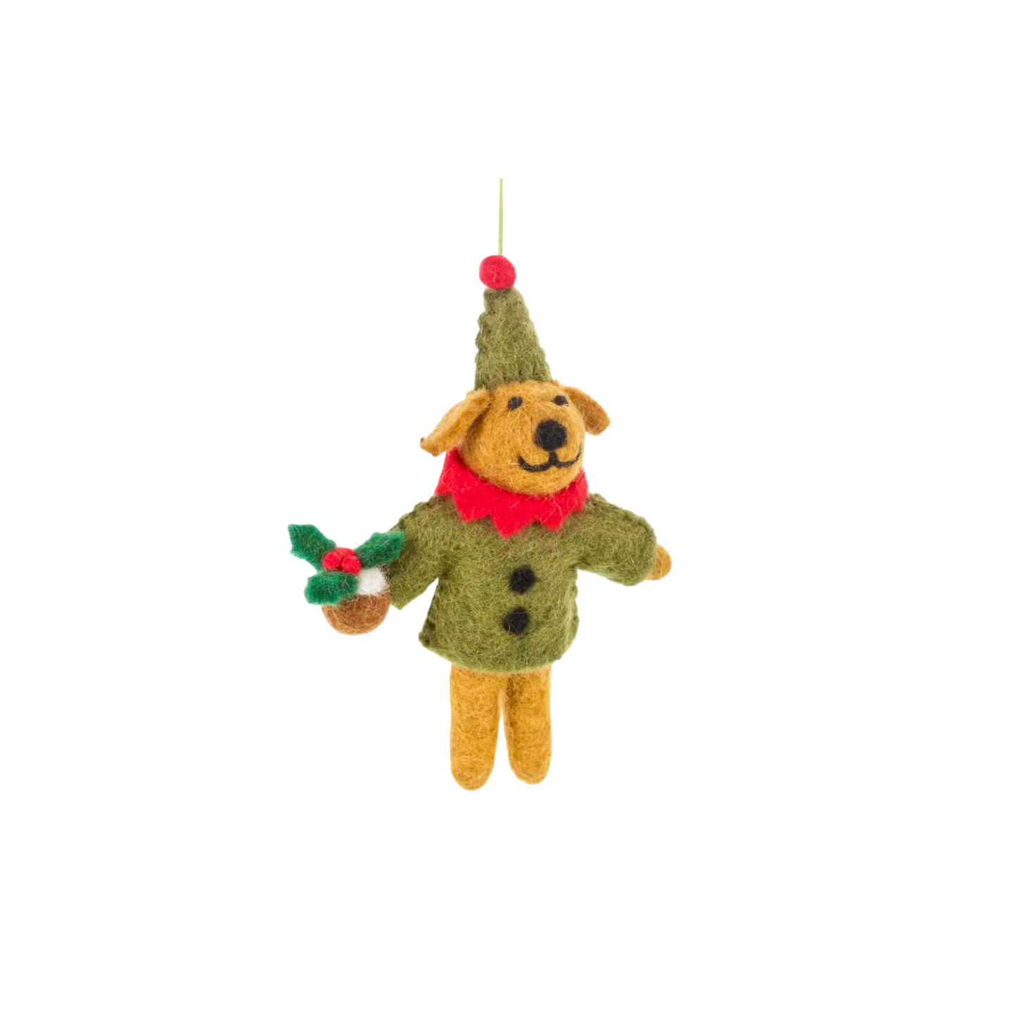Felt Tree Decoration - Dog in Green Coat