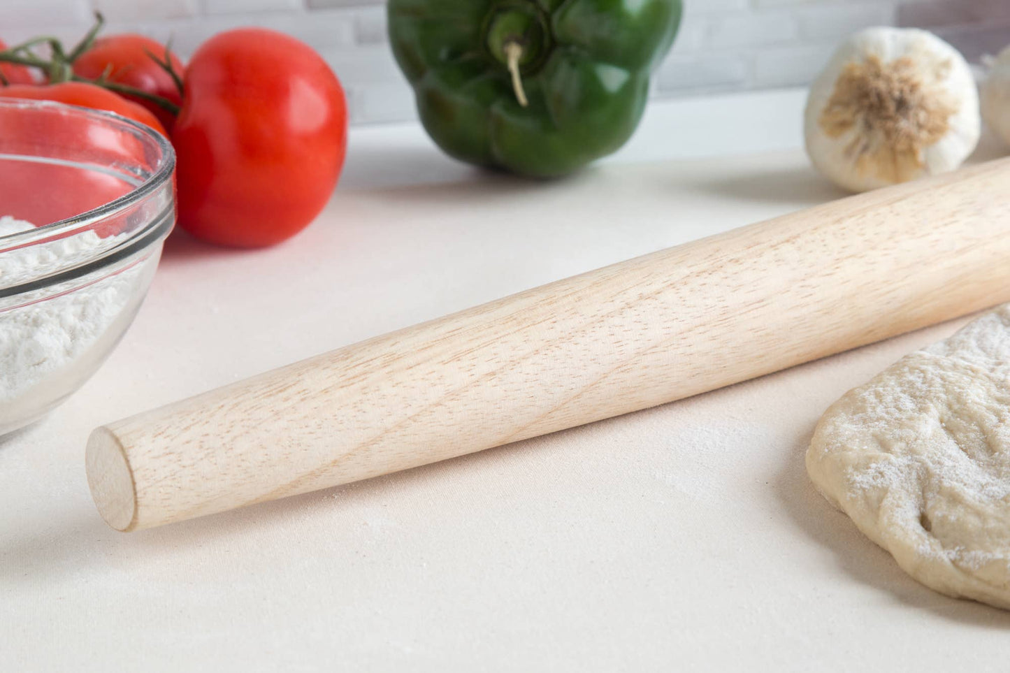 Rubber Wood Tapered Rolling Pin, 20"