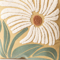 Embroidered Cotton Pillow - White Floral