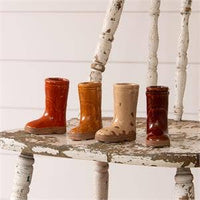 Mini Ceramic Boot Vases, Earthy Tones (
