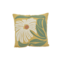 Embroidered Cotton Pillow - White Floral