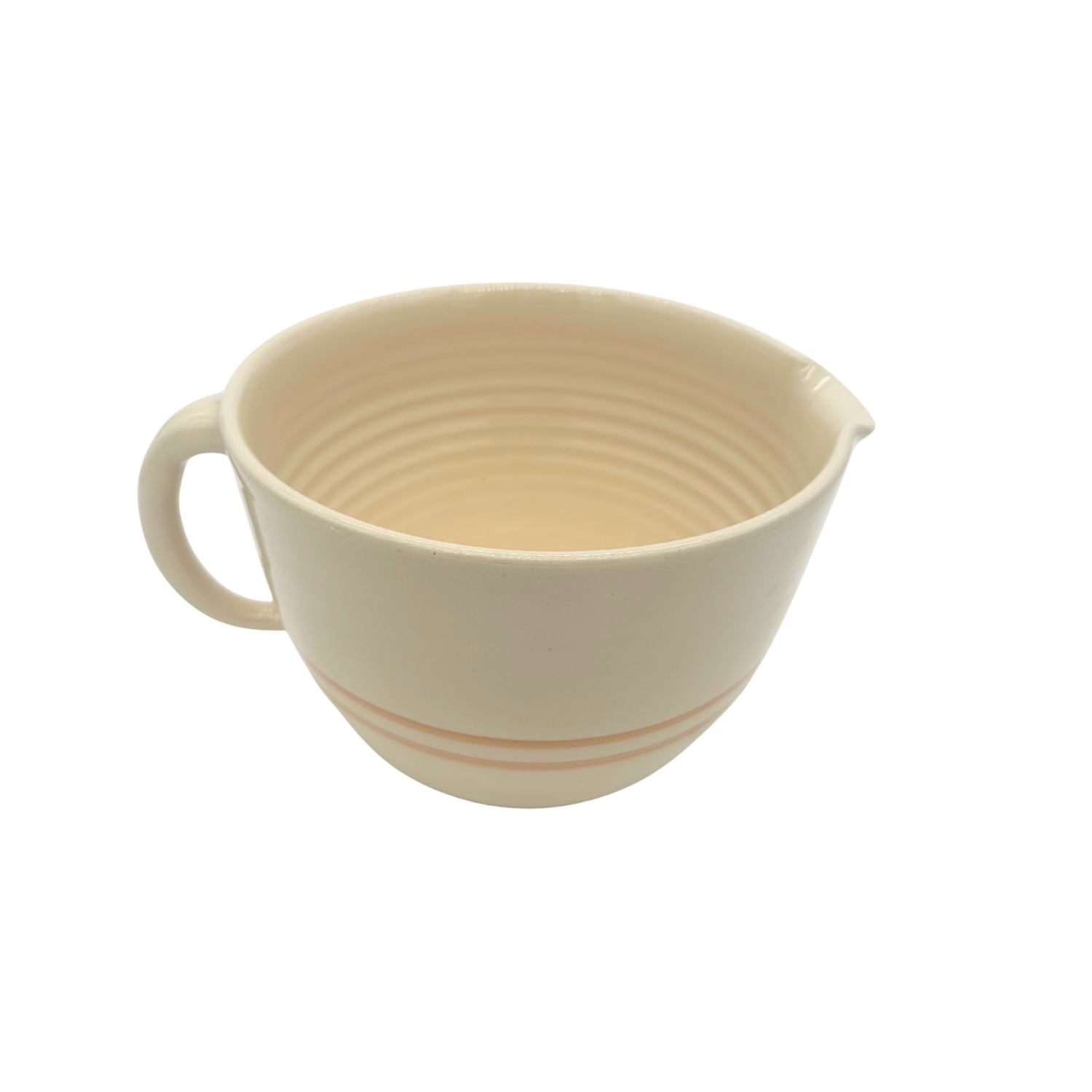 1 gallon stoneware batter bowl with brown stripe - handmade in the USA