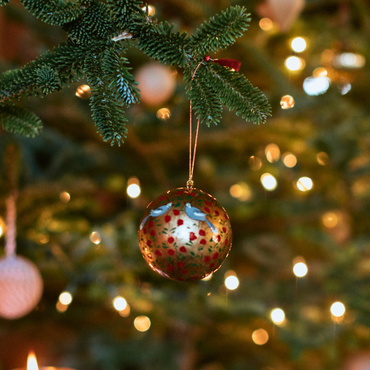 3" Gold & Red Bird Hanging Christmas Tree Bauble Ornament