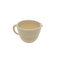 1/2 gallon stoneware batter bowl with brown stripe - handmade in the USA