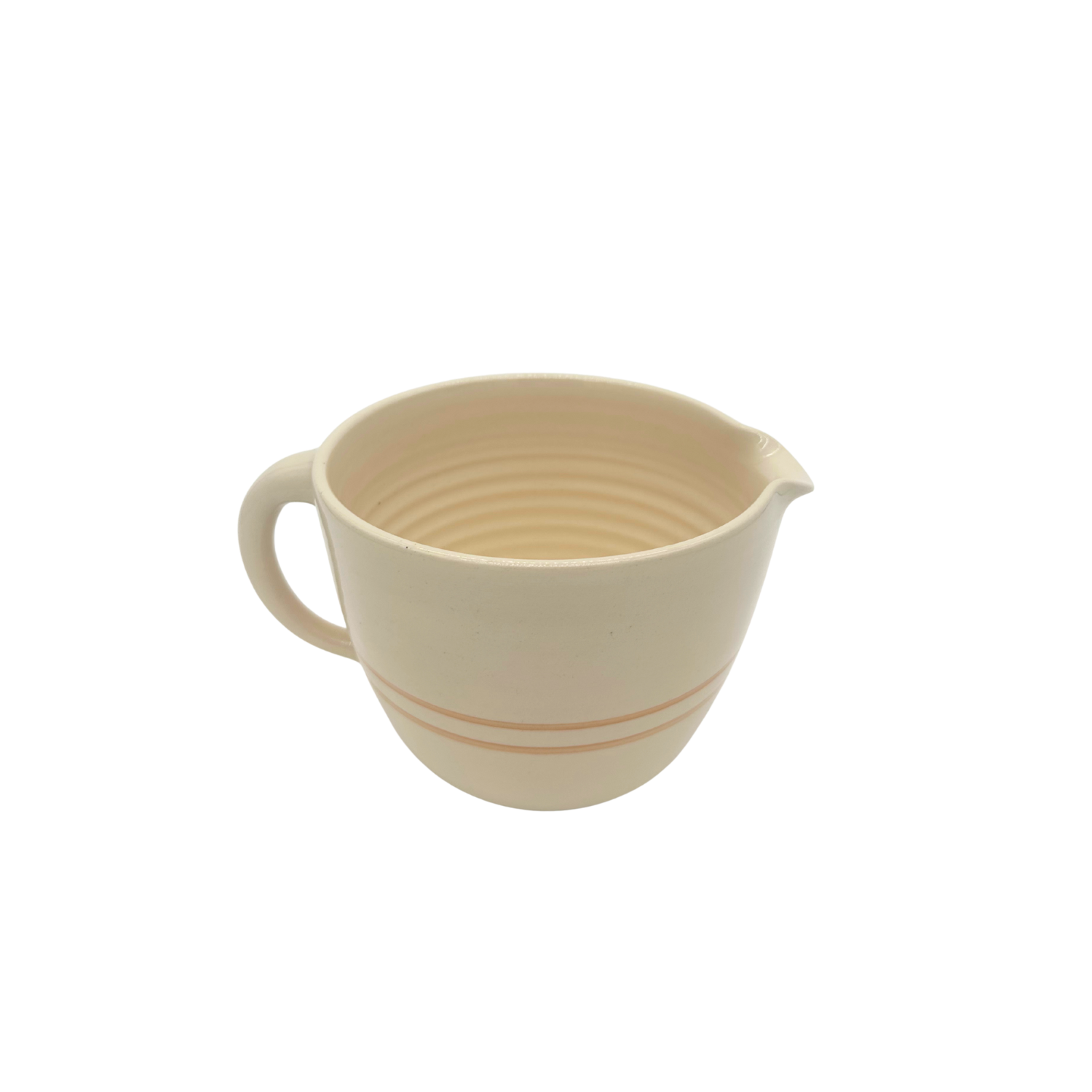 1/2 gallon stoneware batter bowl with brown stripe - handmade in the USA