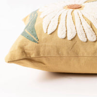 Embroidered Cotton Pillow - White Floral