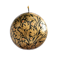 3" Black & Gold Leaf Paper Mache Hanging Bauble