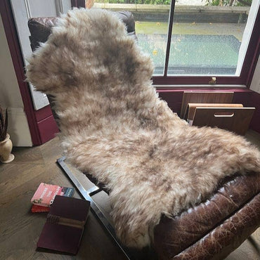 British Sheepskin Rug mottled brown & cream