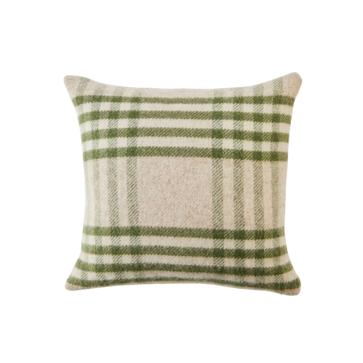 Olive Check British Wool Cushion