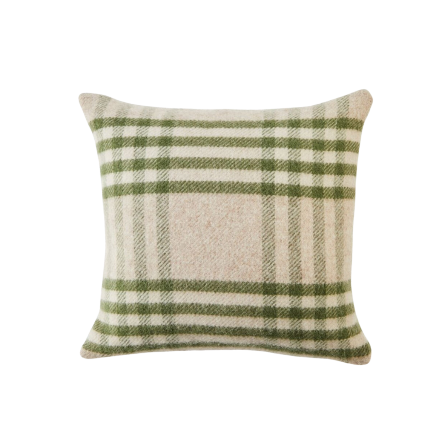 Olive Check British Wool Cushion