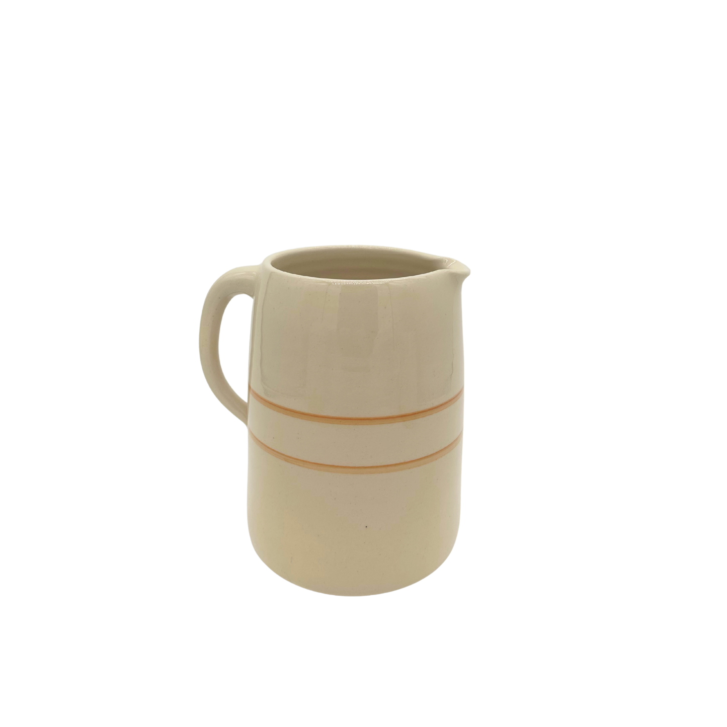 Half 1/2 gallon stoneware jug / pitcher with brown stripe -  handmade in the USA by Martinez pottery - classic country styling and made to last a lifetime