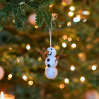 Felt Tree Decoration -Snowman with knitted scarf