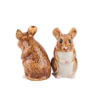 Wood Mouse salt and pepper shakers
