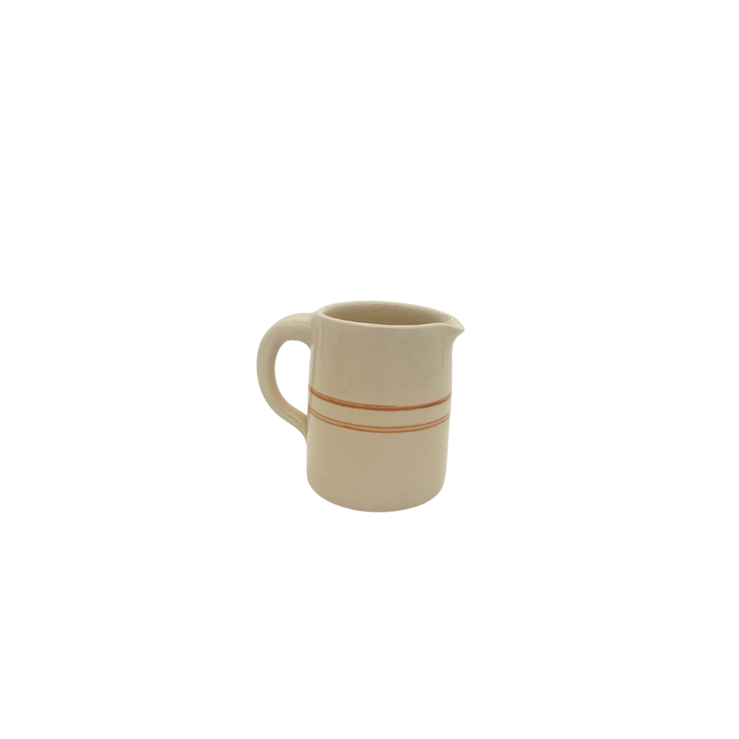Stoneware creamer jug / pitcher with brown stripe -  handmade in the USA by Martinez pottery - classic country styling and made to last a lifetime