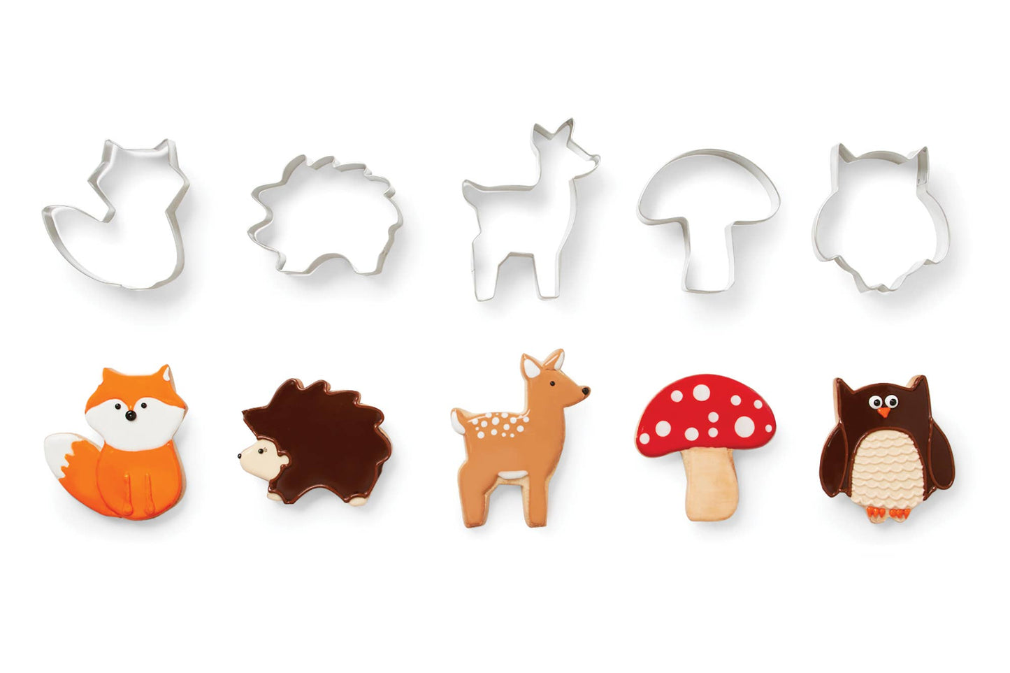 Fox Run Woodland Animal Cookie Cutters, Set of 5, 4"