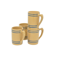 Yelloware Mugs with Cobalt Stripes | American Antique