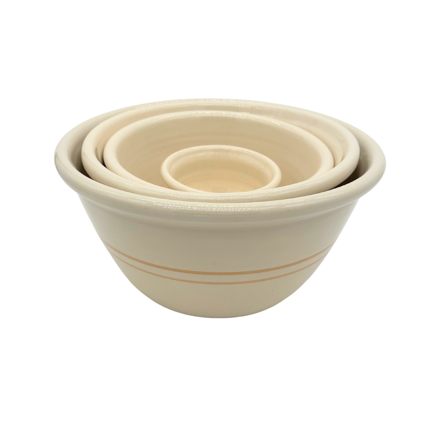 Set of classic coutry style martinez pottery handmade in the USA nesting mixing bowls