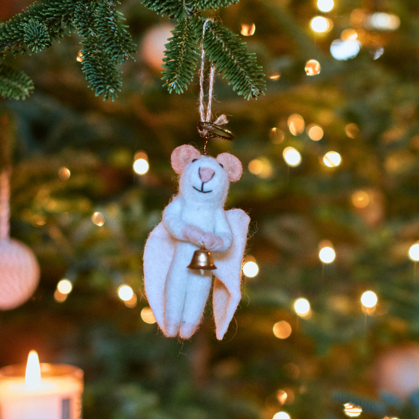 Felt Tree Decoration - Angel Mouse