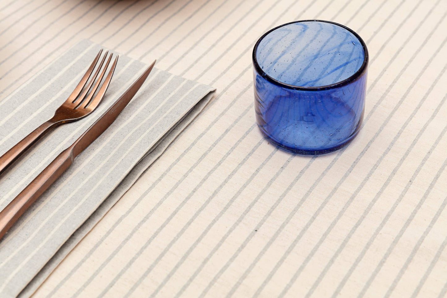 Natural Tablecloth Modern Stripes – Recycled Cotton, 3 Sizes