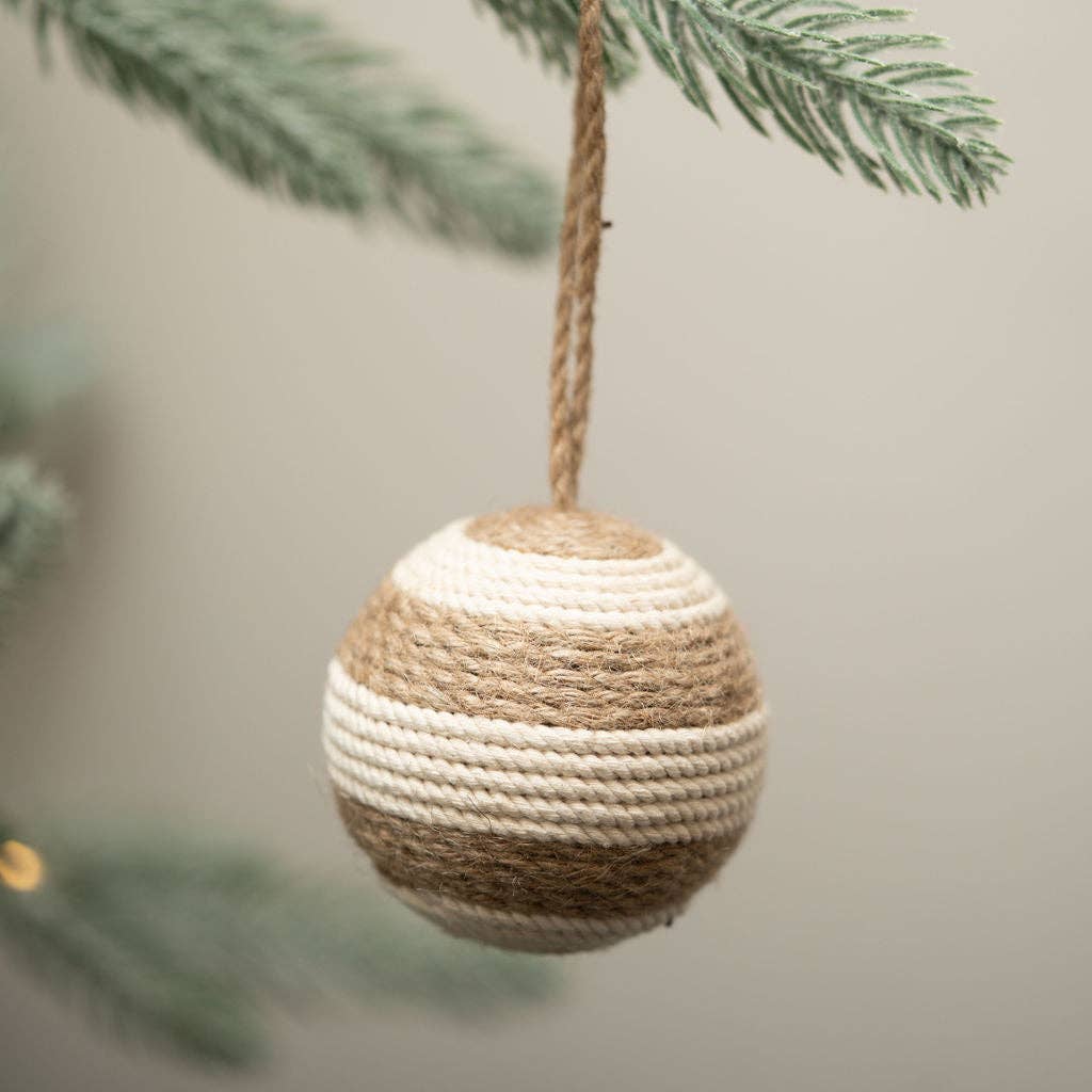 Malmo Scandi Jute & Cotton Bauble Ball Decoration